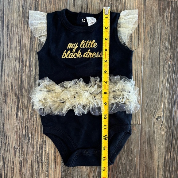 Baby Essentials My Little Black Dress Tutu Bodysuit Onesie Size 9M Embroidered - Picture 3 of 9